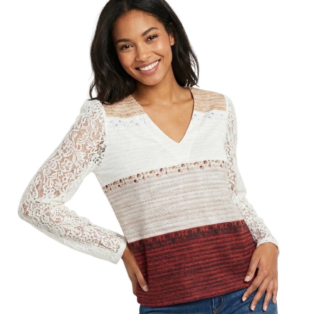 Tendency Boho Lace Sleeve Top – Size Small – NWT